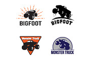 4 Monster Truck Bigfoot Logo Symbol