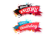 Black friday sale banner with ribbon isolated on white background