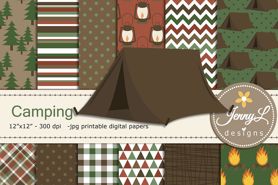 Camping Digital Papers & Clipart