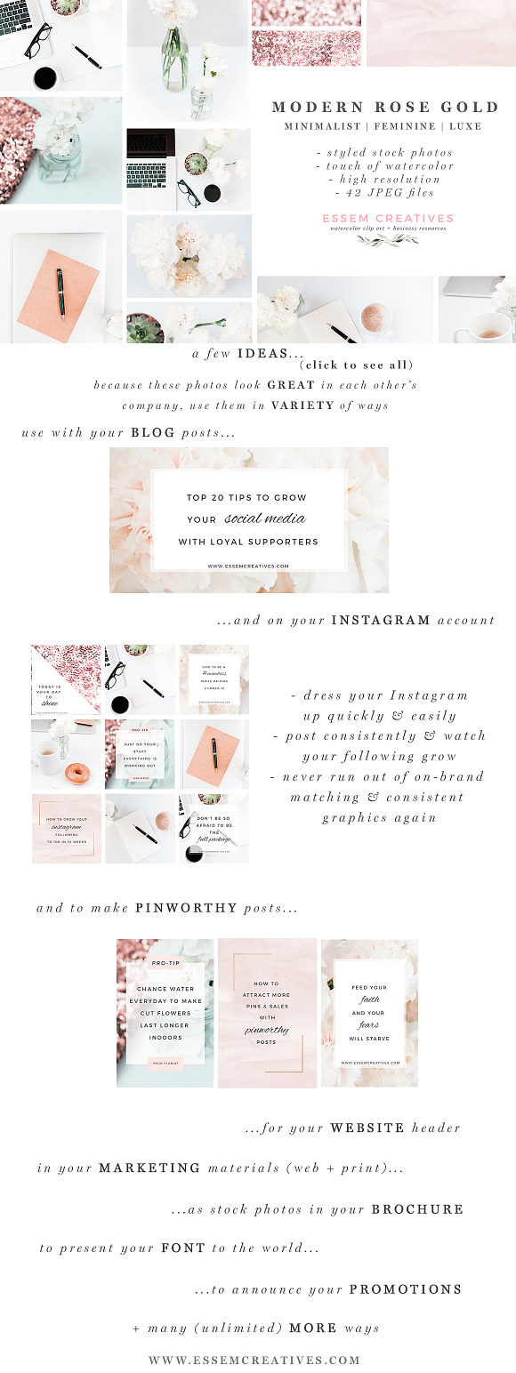 Neutral Rose Gold Stock Photo Bundle in Mockup Templates - product preview 3