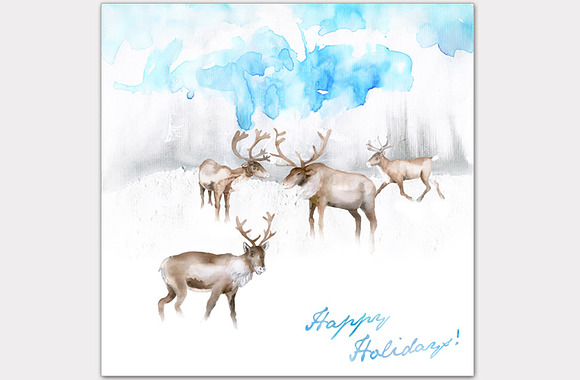 Watercolor Reindeer Christmas Set in Illustrations - product preview 2