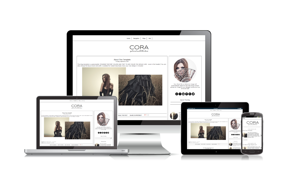 Blogger Template Black & White Cora in Templates - product preview 8
