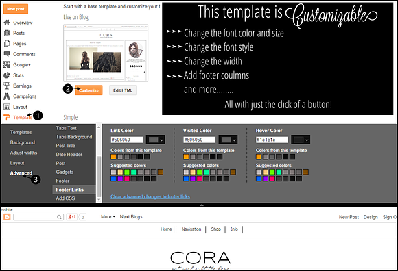 Blogger Template Black & White Cora in Templates - product preview 1