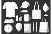 Set of promotional gifts and advertising souvenirs