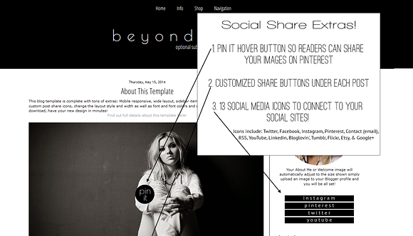 Blogger Template Black and White in Templates - product preview 1