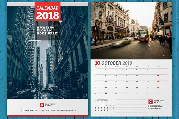 Wall Calendar 2018 (WC037-18) in Stationery Templates - product preview 5