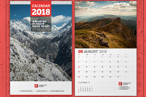 Wall Calendar 2018 (WC037-18) in Stationery Templates - product preview 6