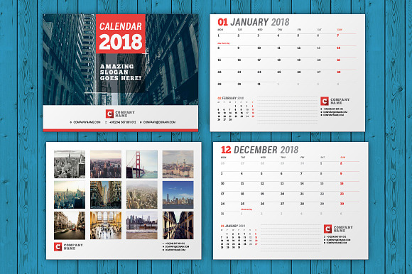 Wall Calendar 2018 (WC037-18) in Stationery Templates - product preview 7