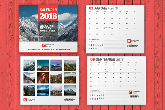 Wall Calendar 2018 (WC037-18) in Stationery Templates - product preview 8