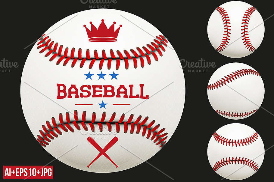 Set of Baseball Ball. Vector+JPEG