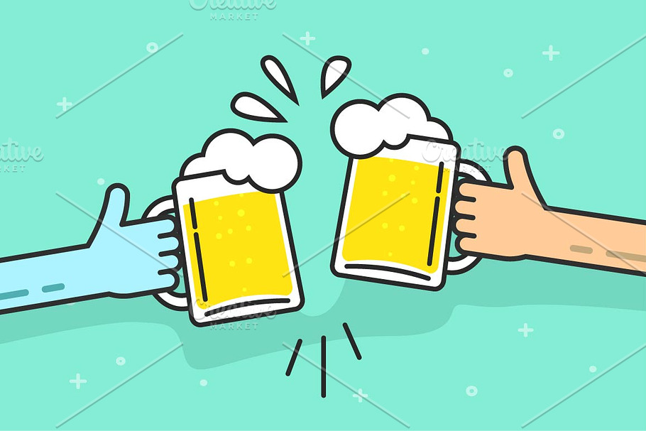 Beer Party Cheers Mug Hands Vector in Illustrations - product preview 8