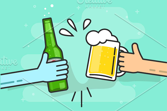 Beer Party Cheers Mug Hands Vector in Illustrations - product preview 1