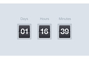 Vector flip countdown timer. Clock counter for websites and interfaces. Days, hours and minutes.