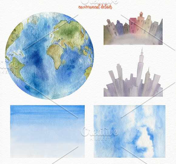 Wanderlust watercolor design toolkit in Illustrations - product preview 1