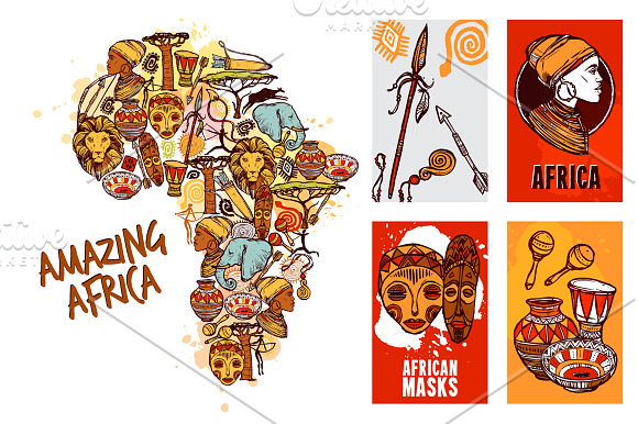 Africa Hand Drawn Set in Illustrations - product preview 1