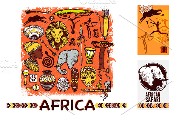 Africa Hand Drawn Set in Illustrations - product preview 2