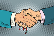 bloody handshake, underhanded business transaction