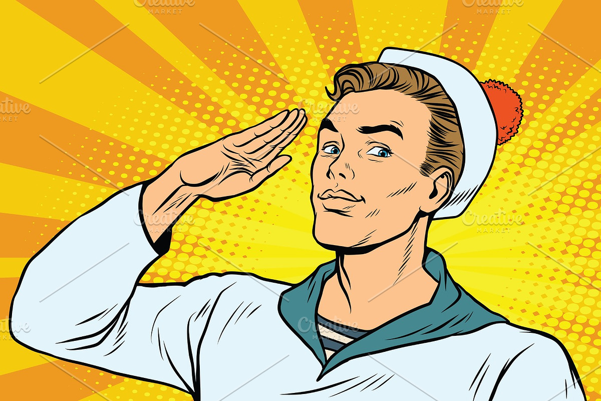beautiful sailor salutes, the marine profession in Illustrations - product preview 8
