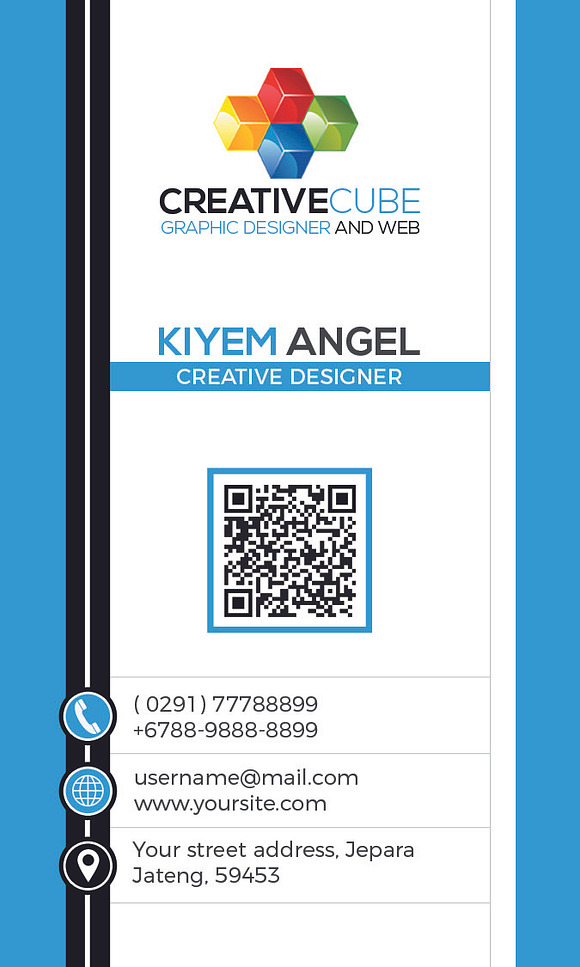 Modern Vertical Business Card in Business Card Templates - product preview 3