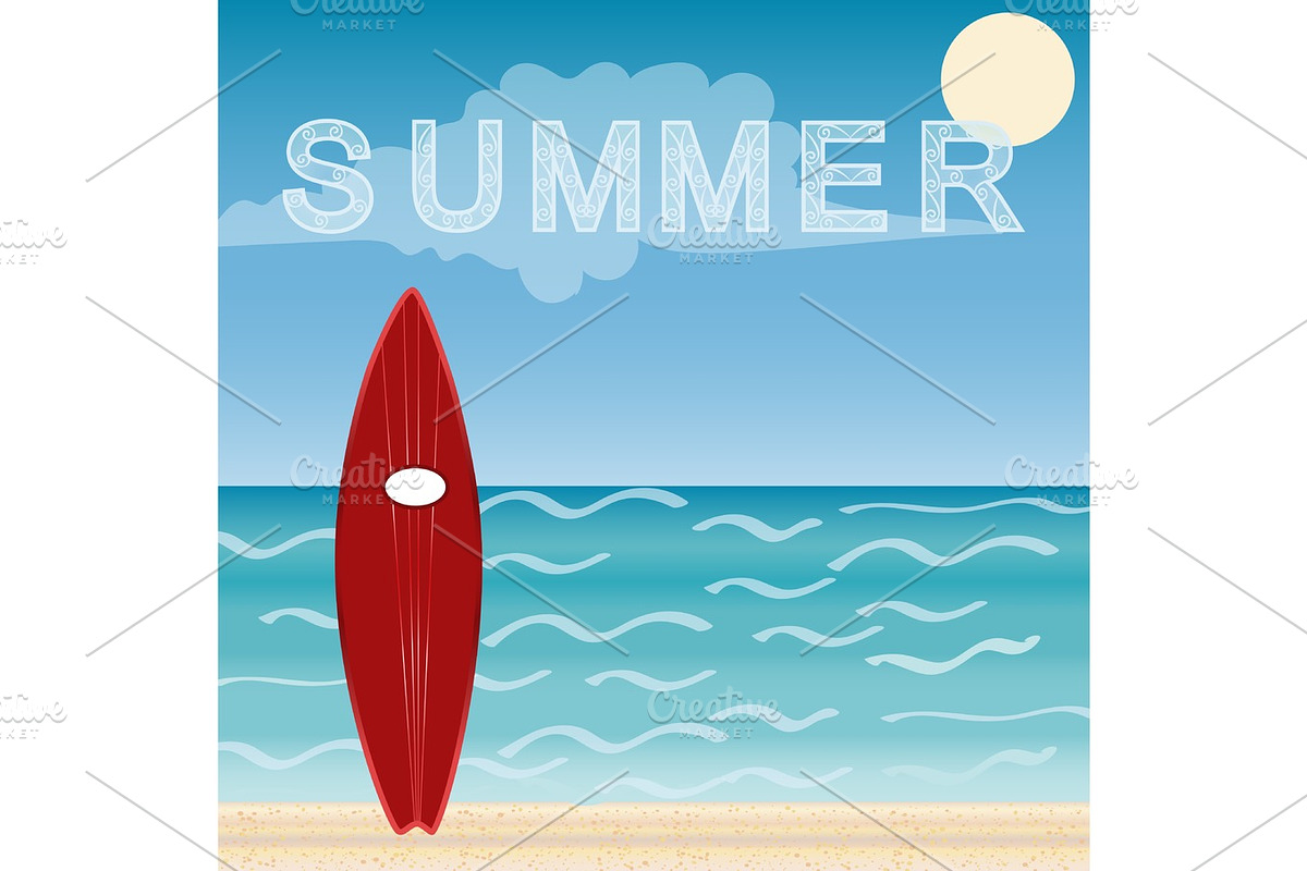 Surfboards beach holidays in Illustrations - product preview 8