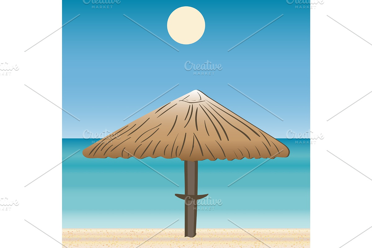 Umbrellas coast horizon landscape.  in Illustrations - product preview 8