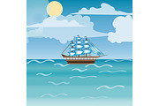 Three masted sailing ship frigate transport 