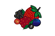 Ripe berries strawberries raspberries blueberries blackberries a