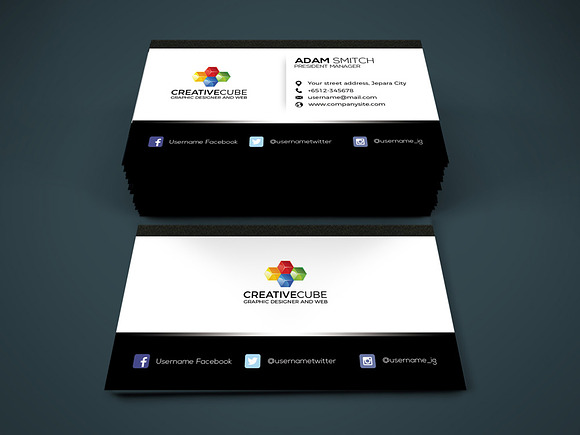 Modern Black Business Card in Business Card Templates - product preview 2