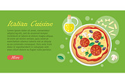 Italian Cuisine Web Banner. Pizza with Tomatoes