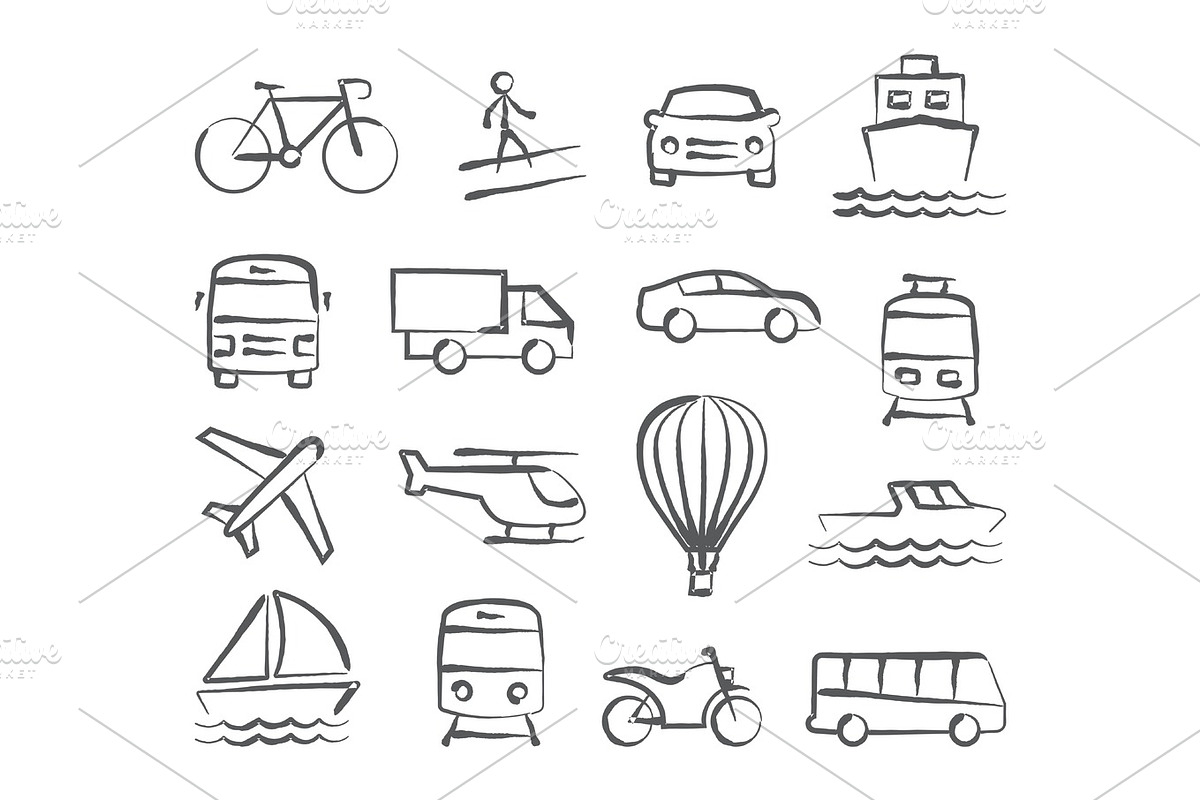 Transport doodle icons in Graphics - product preview 8