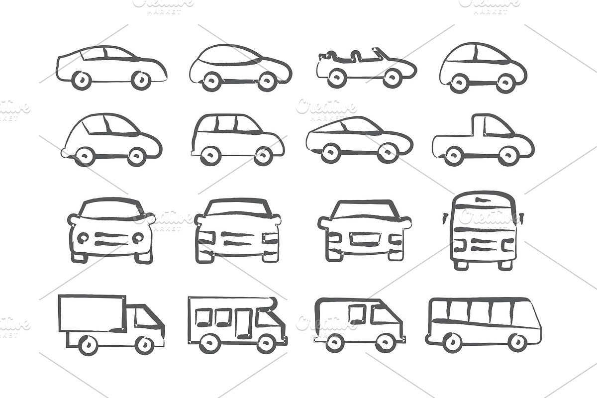 Car doodle icons in Graphics - product preview 8