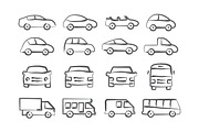 Car doodle icons