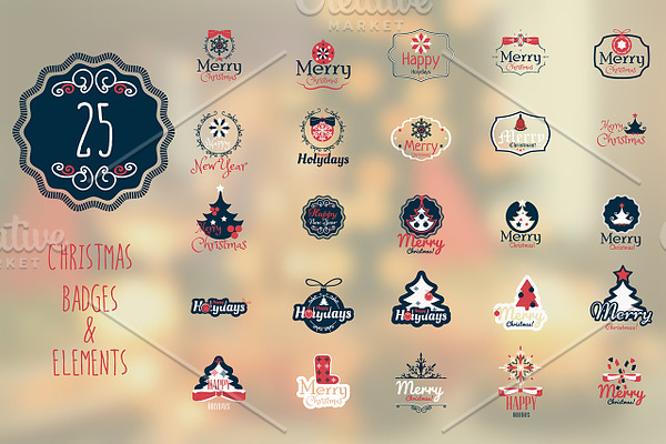 25 Christmas Badges & Labels