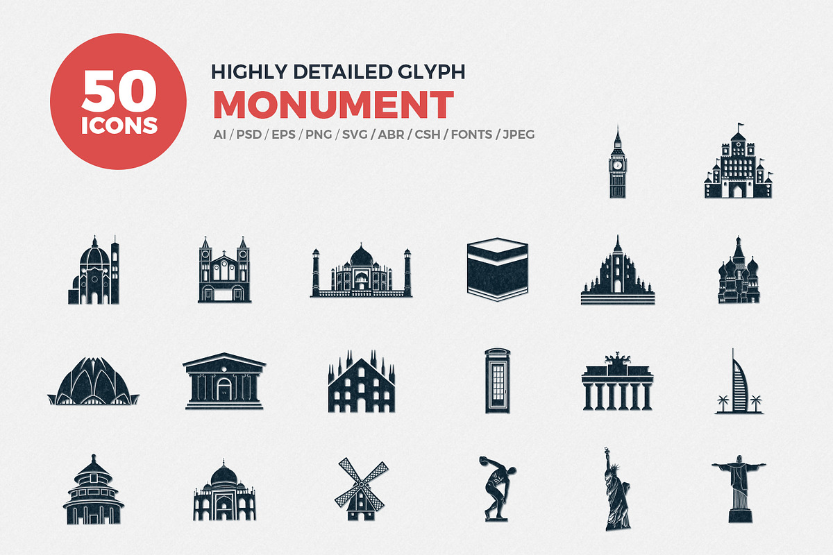 Glyph Icons Monuments Set in Glyph Icons - product preview 8