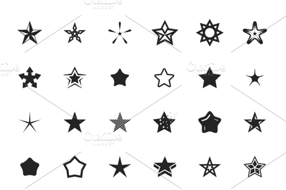 vector star icons in Black And White Icons - product preview 8