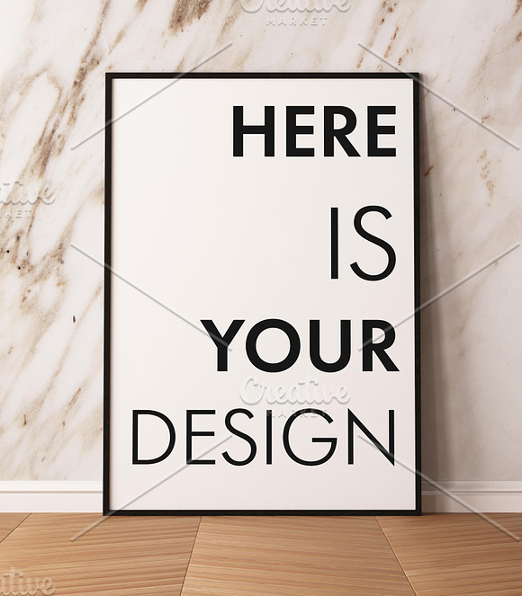 Mockup posters on a marble wall in Print Mockups - product preview 1
