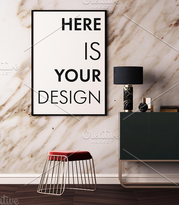 Mockup posters on a marble wall in Print Mockups - product preview 2