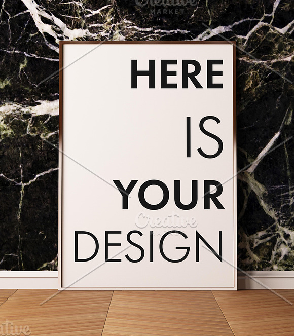 Mockup posters on a marble wall in Print Mockups - product preview 5