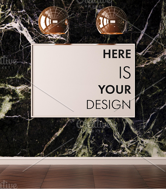 Mockup posters on a marble wall in Print Mockups - product preview 6