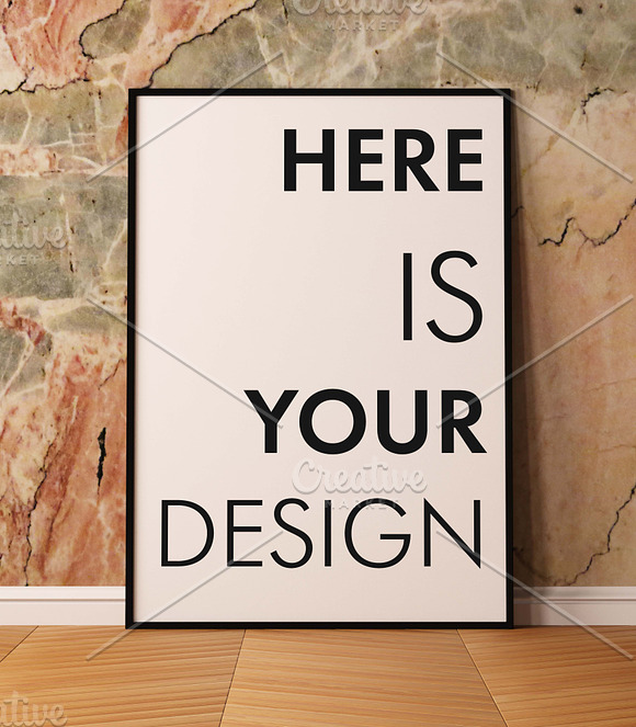 Mockup posters on a marble wall in Print Mockups - product preview 7