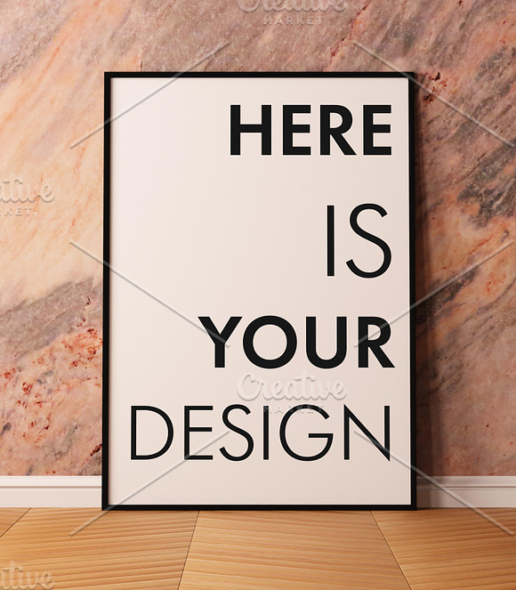 Mockup posters on a marble wall in Print Mockups - product preview 9