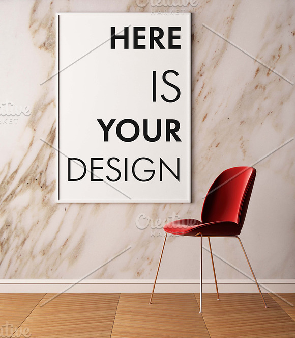 Mockup posters on a marble wall in Print Mockups - product preview 11