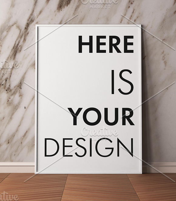 Mockup posters on a marble wall in Print Mockups - product preview 12