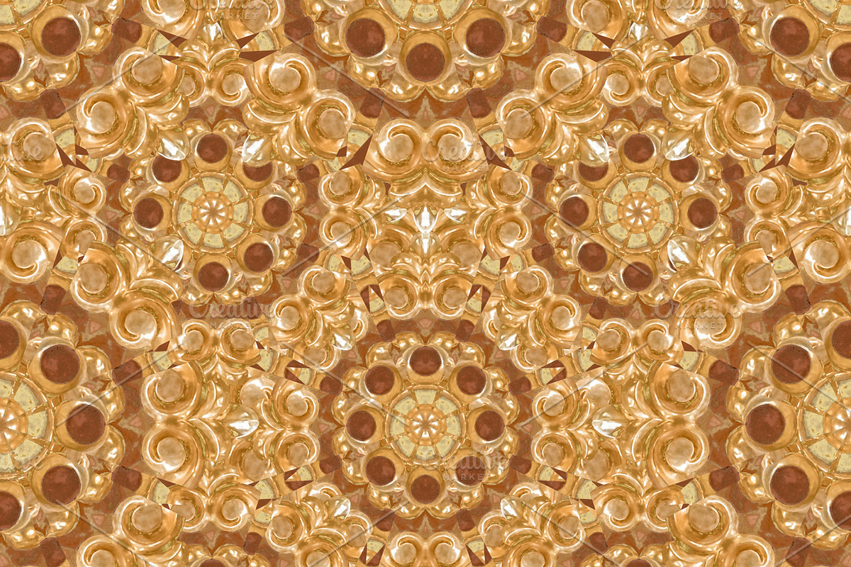 Golden Ornate Seamless Pattern Mosaic in Patterns - product preview 8