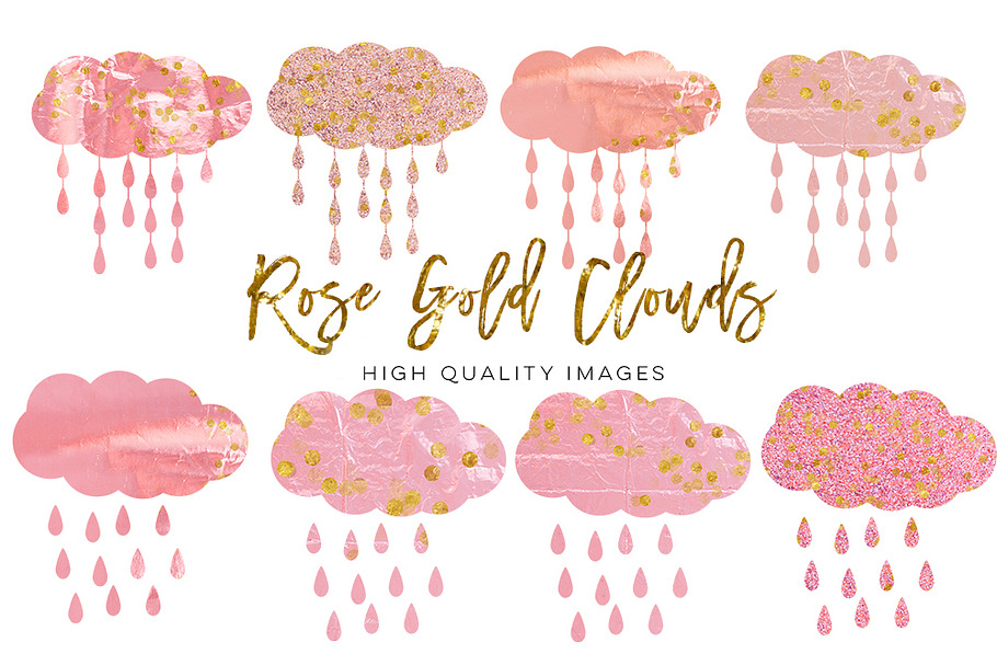 rose gold cloud clip art,