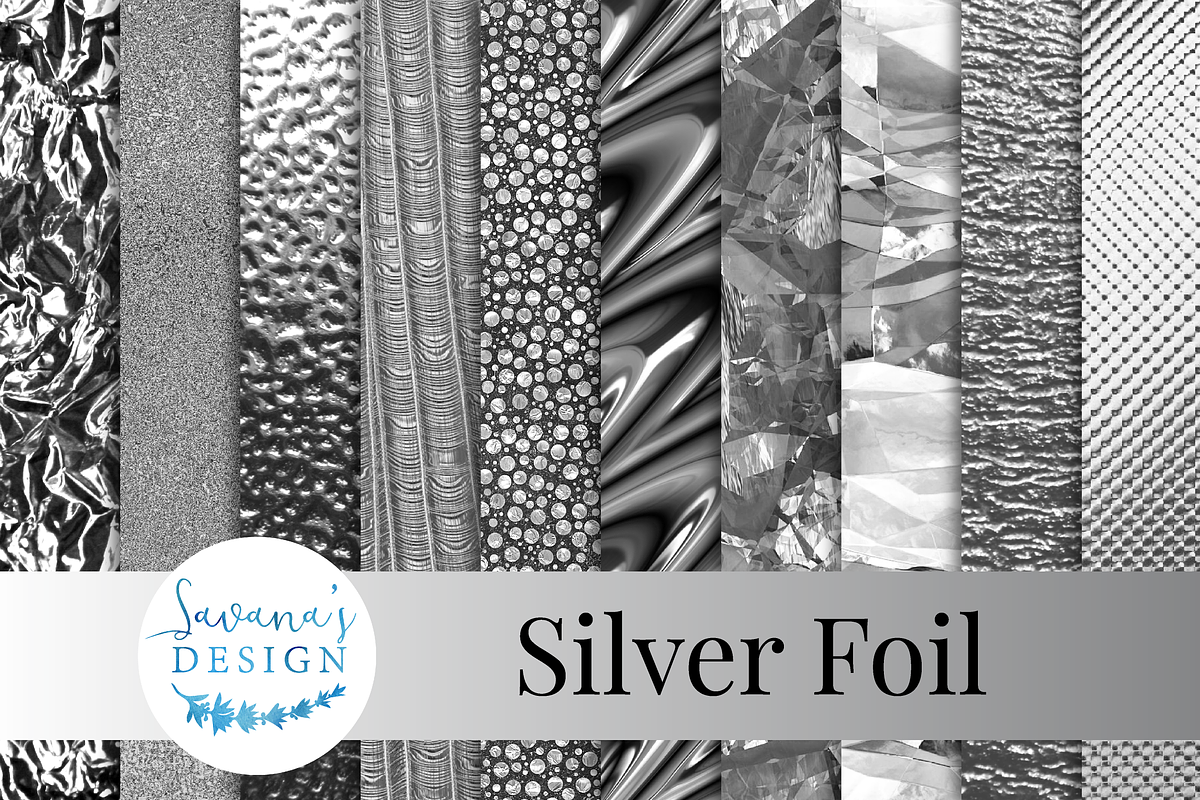 Silver Foil Digital Paper in Textures - product preview 8