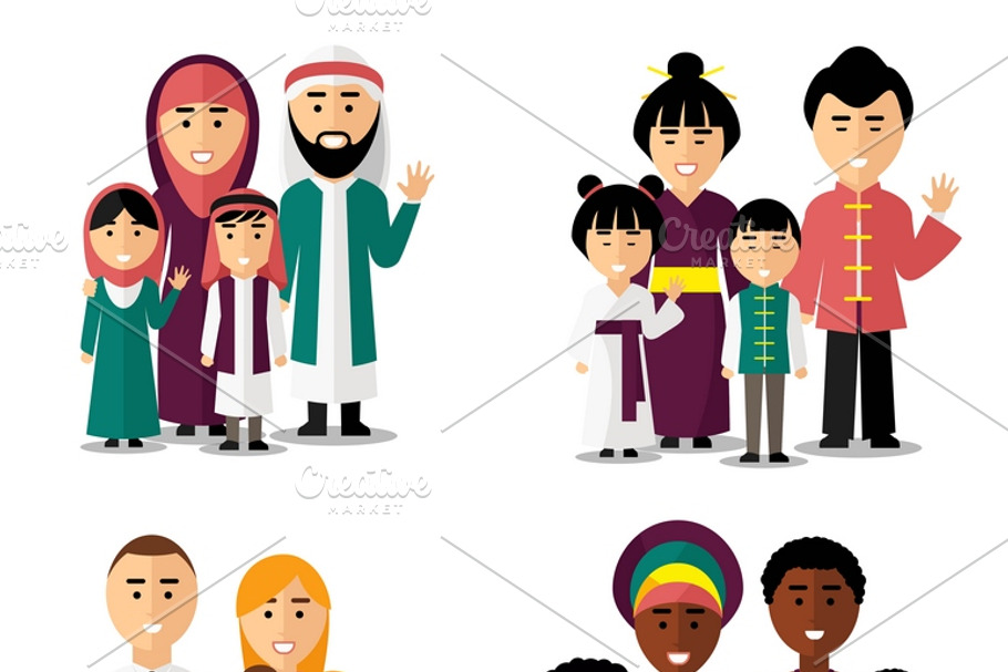 Different nationality families in Illustrations - product preview 8