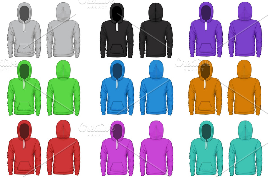 Raglan hoodie vector template in Illustrations - product preview 8