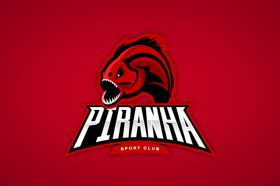 Piranha mascot sport logo design in Illustrations - product preview 8