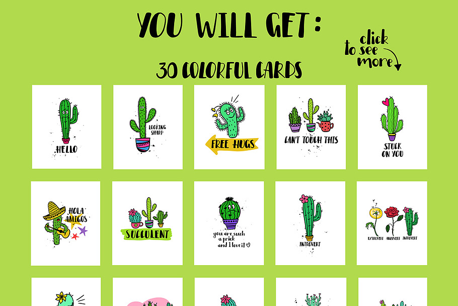 Cacti Cards in Illustrations - product preview 8